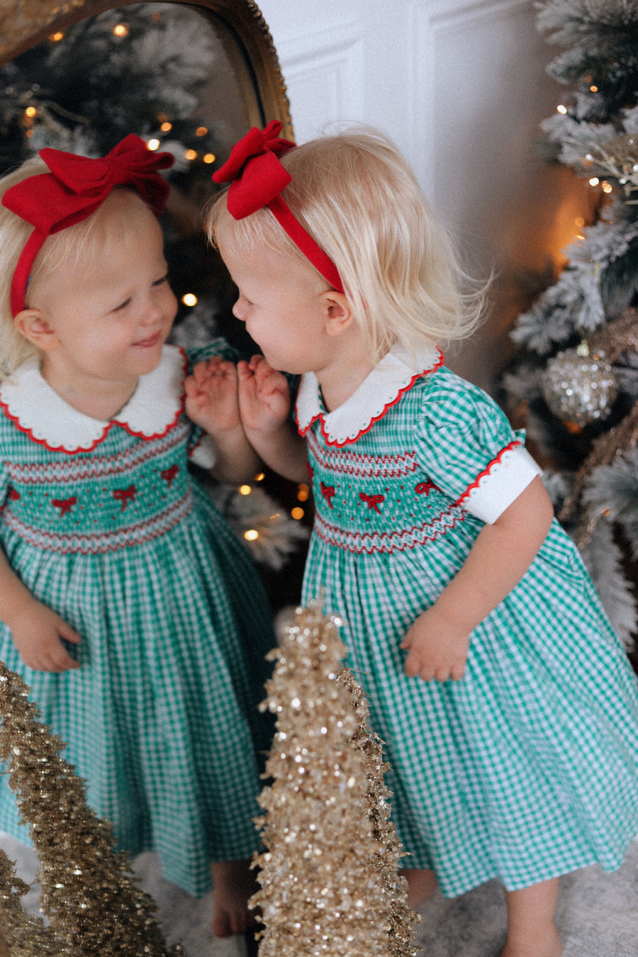 Mistletoe Gingham Handsmocked Dress