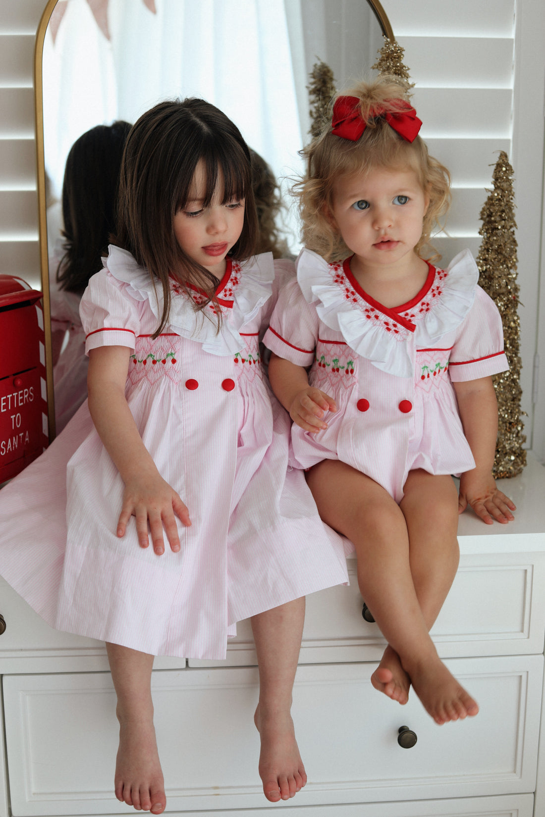Merry Cherry Handsmocked Romper * Pre-order October *