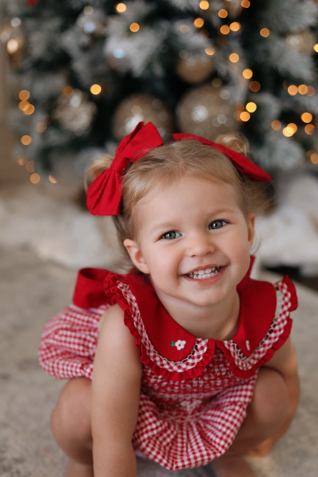Holly Jolly Gingham Handsmocked Romper * Pre-Order October
