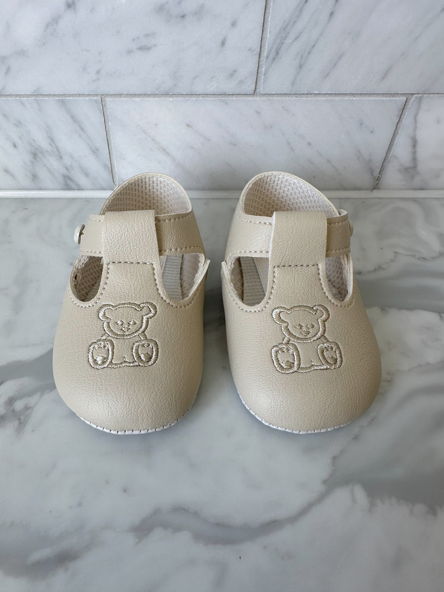 Teddy Pram Shoes- Biscuit