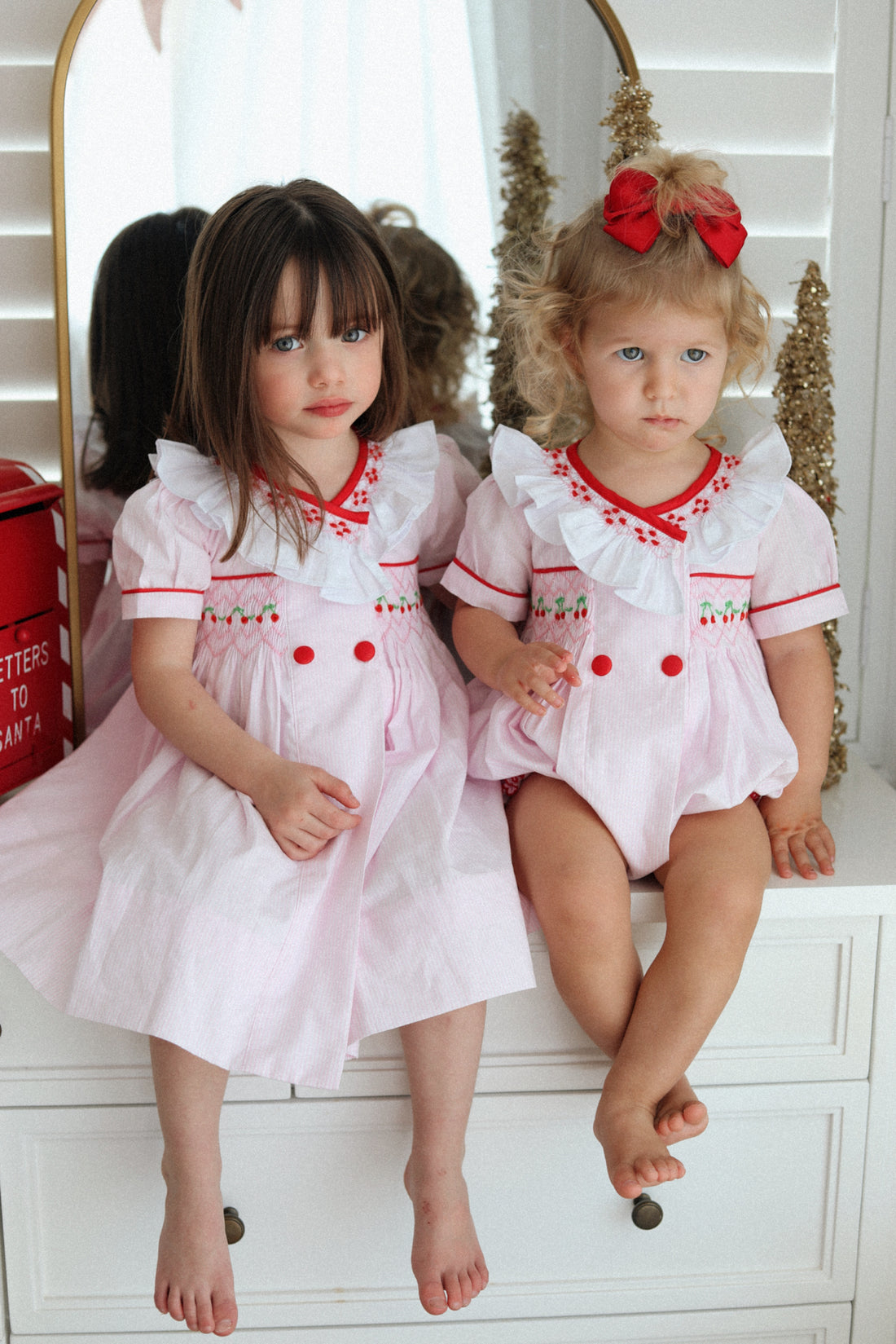 Merry Cherry Handsmocked Romper * Pre-order October *