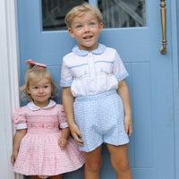 Peach Swiss Dot Bunny Handsmocked Dress