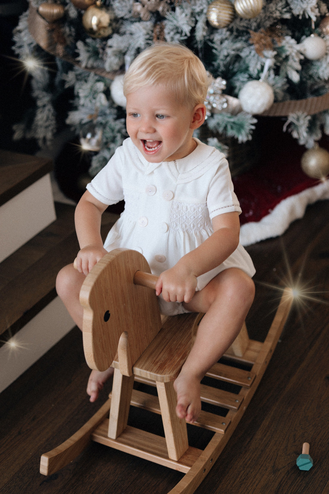 Theodore Handsmocked Linen Romper