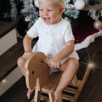 Theodore Handsmocked Linen Romper