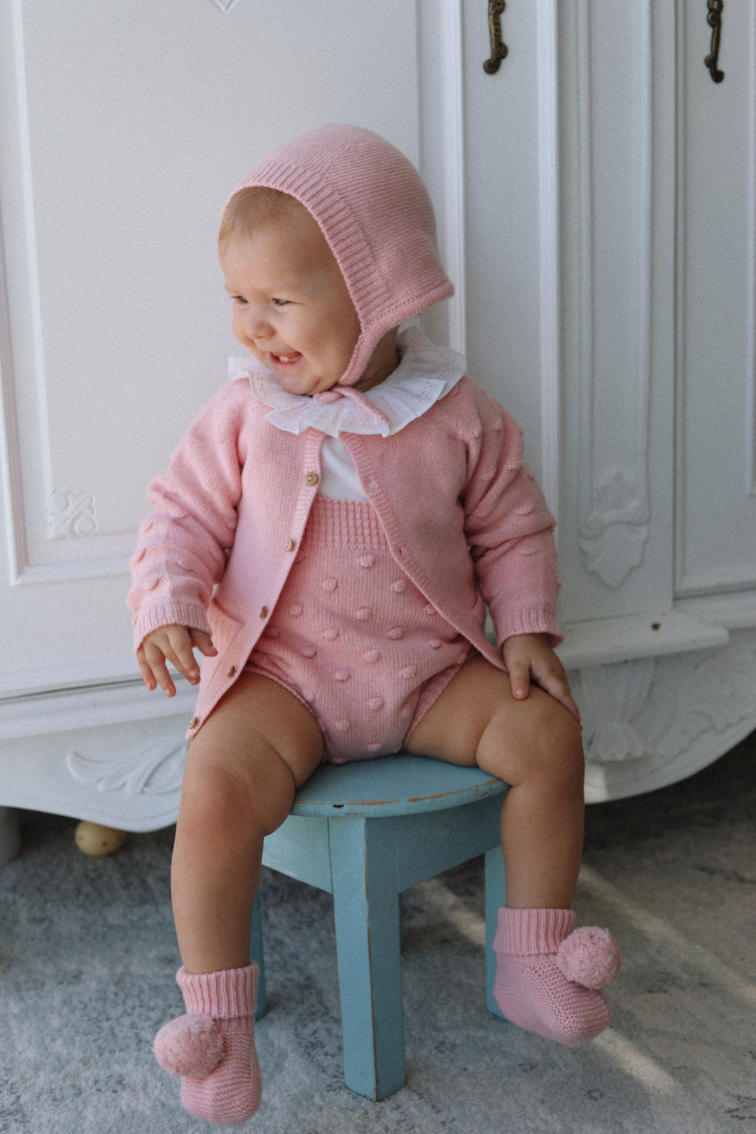 Luna Cashmere & Merino Wool Bloomers & Cardigan Set- Rose