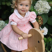 Peach Swiss Dot Bunny Handsmocked Dress