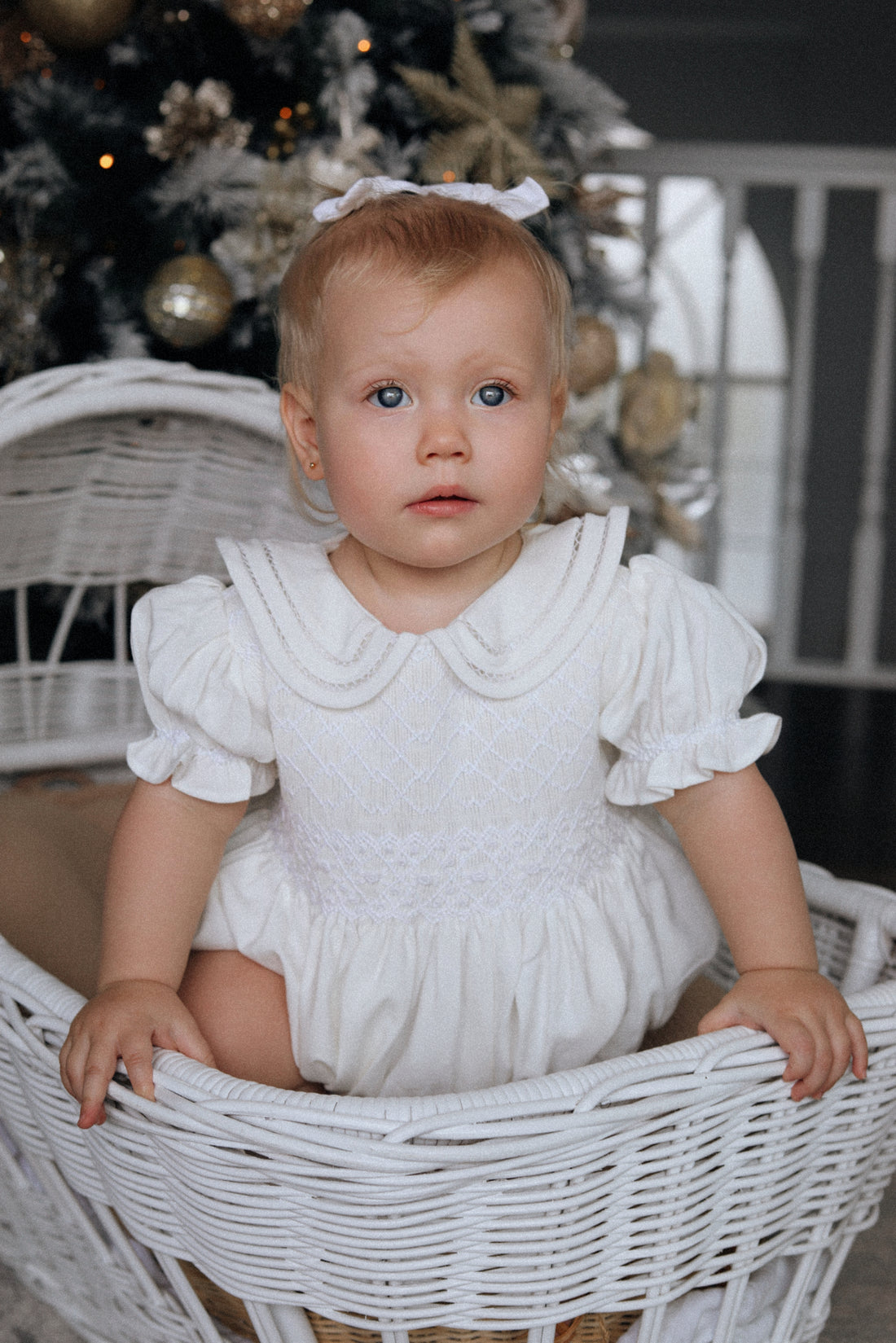 Alaska Handsmocked Linen Romper