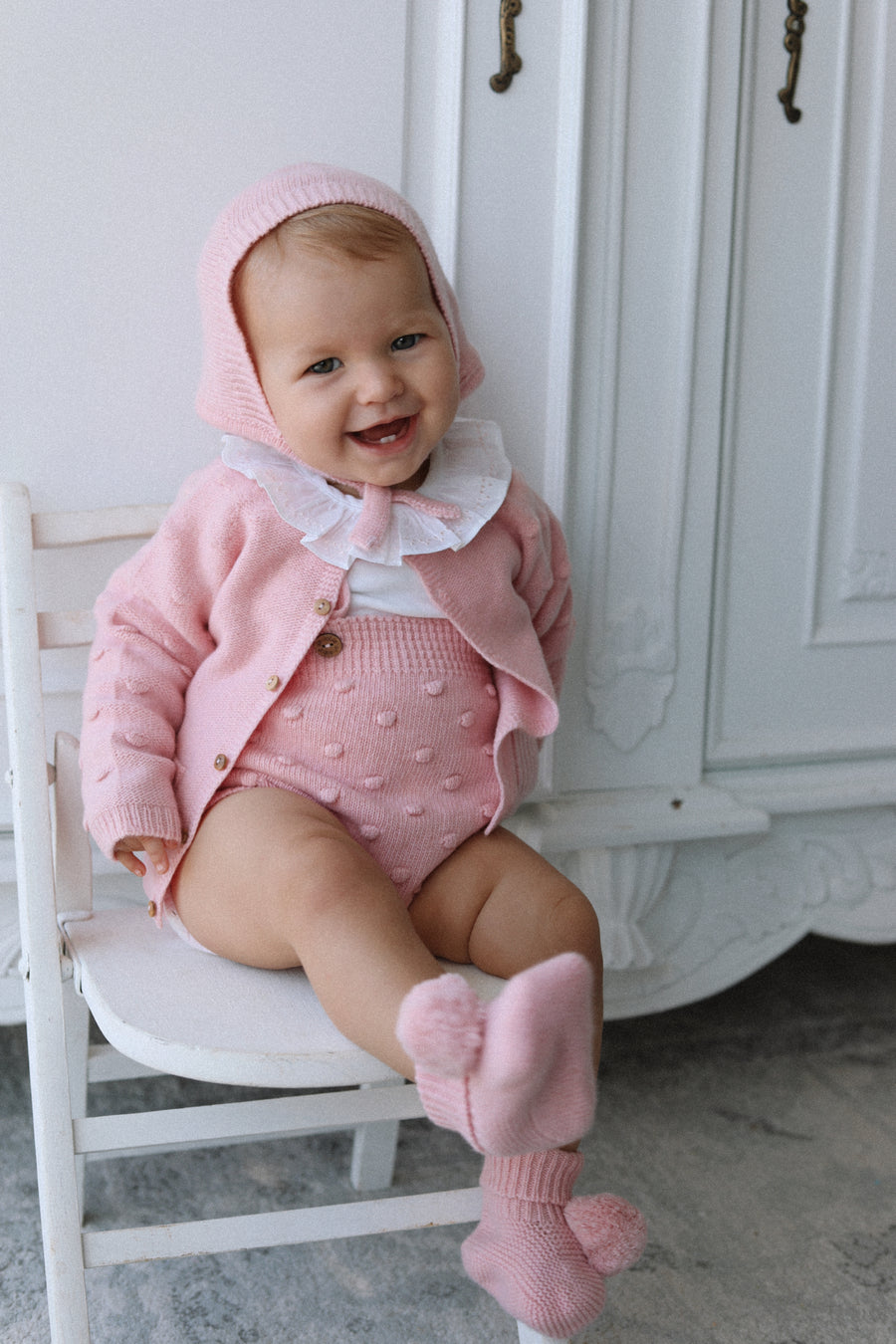 Luna Cashmere & Merino Wool Bloomers & Cardigan Set- Rose