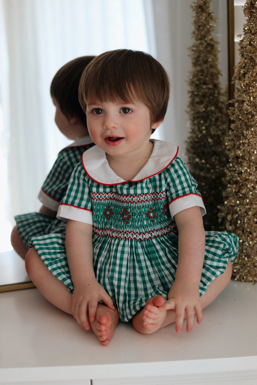 Mistletoe Gingham Romper