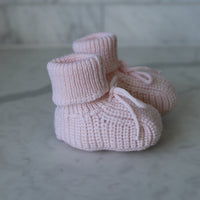 Organic Cotton Knit Booties- Ballet Pink