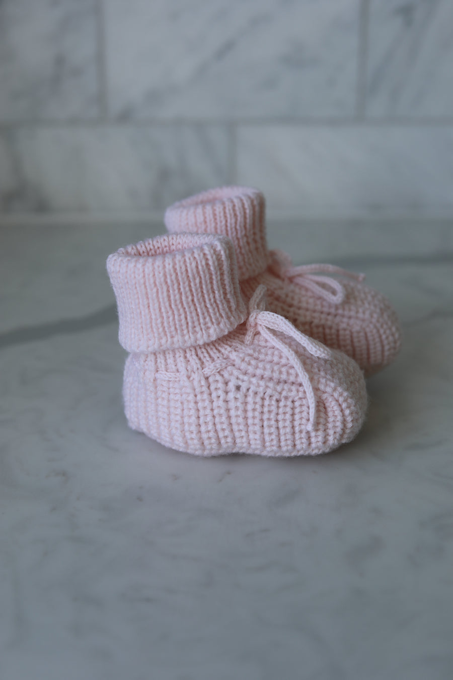 Organic Cotton Knit Booties- Ballet Pink