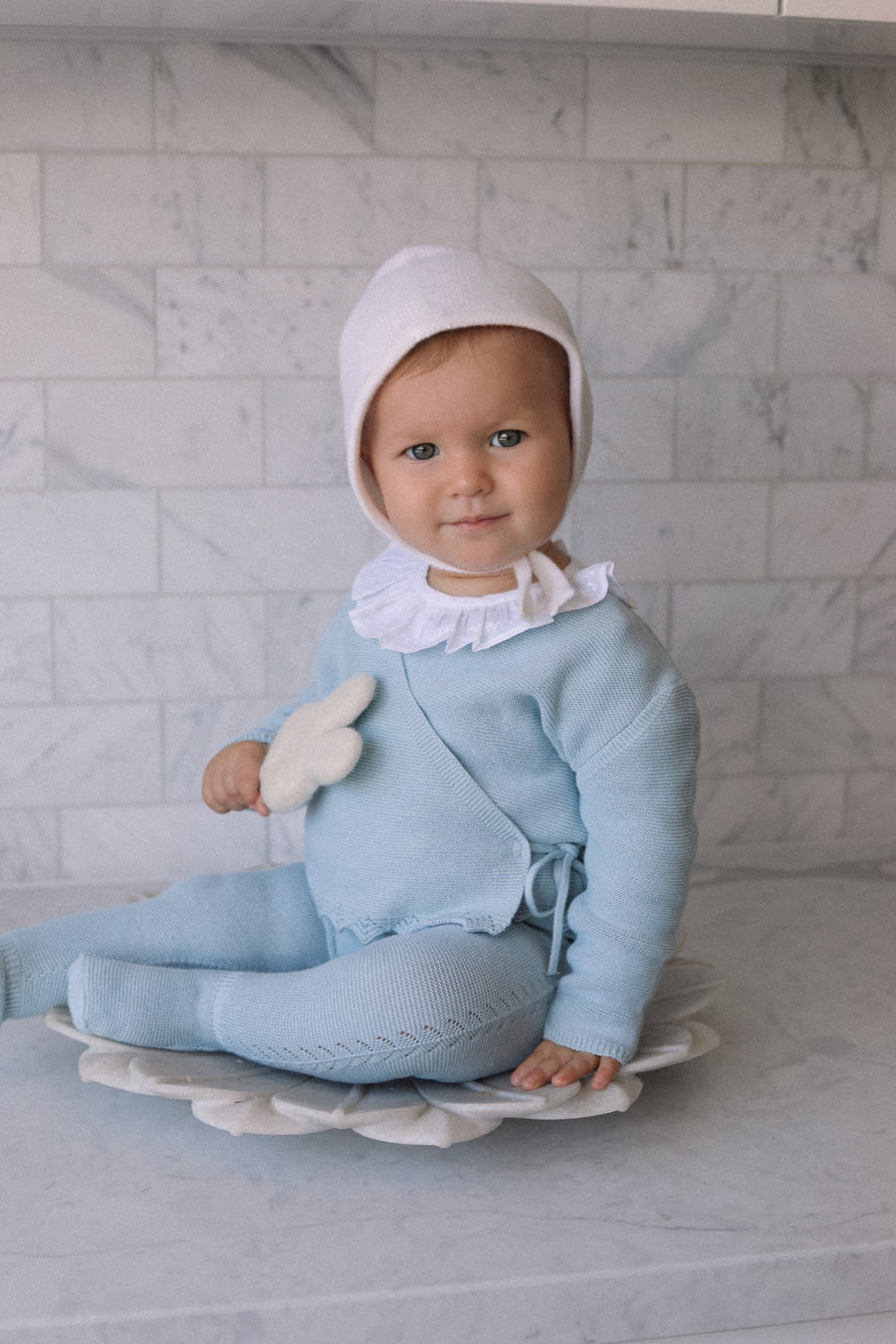 Bailey Knit Kimono and Pants Set- French Blue