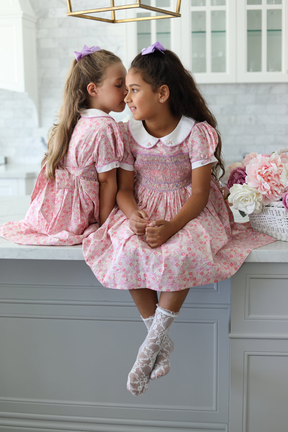 Charlottle Handsmocked Ribbons and Roses Dress