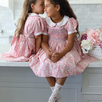 Charlottle Handsmocked Ribbons and Roses Dress