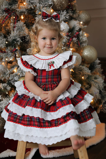 Classic Tartan & Lace Puff Dress * Pre-Order September