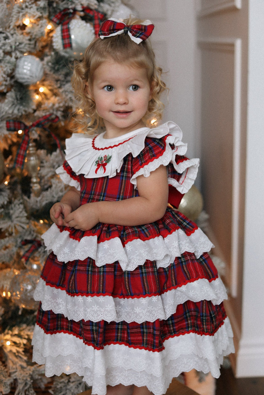 Classic Tartan & Lace Puff Dress * Pre-Order September