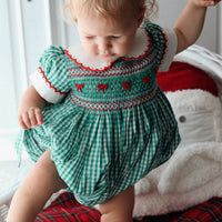 Mistletoe Gingham Handsmocked Romper