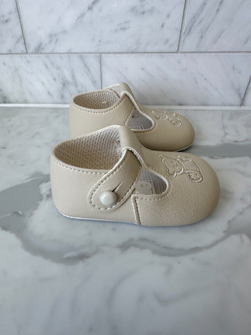 Teddy Pram Shoes- Biscuit