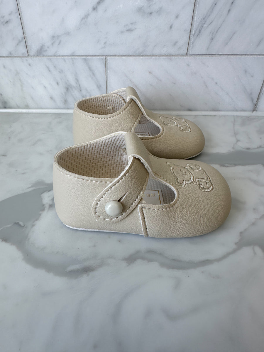 Teddy Pram Shoes- Biscuit