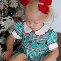 Mistletoe Gingham Handsmocked Dress