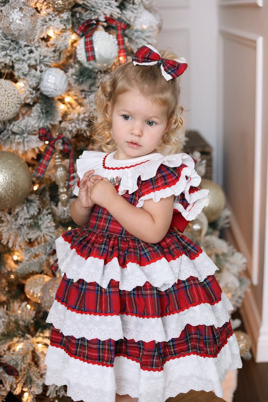Classic Tartan & Lace Puff Dress * Pre-Order September