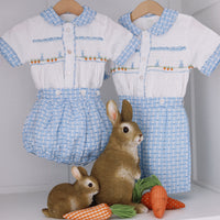 Swiss Dot Bunny Handsmocked Jam Pants Set