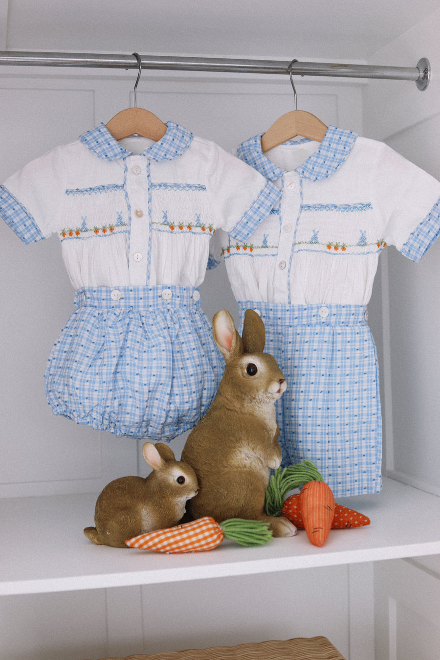 Swiss Dot Bunny Handsmocked Jam Pants Set