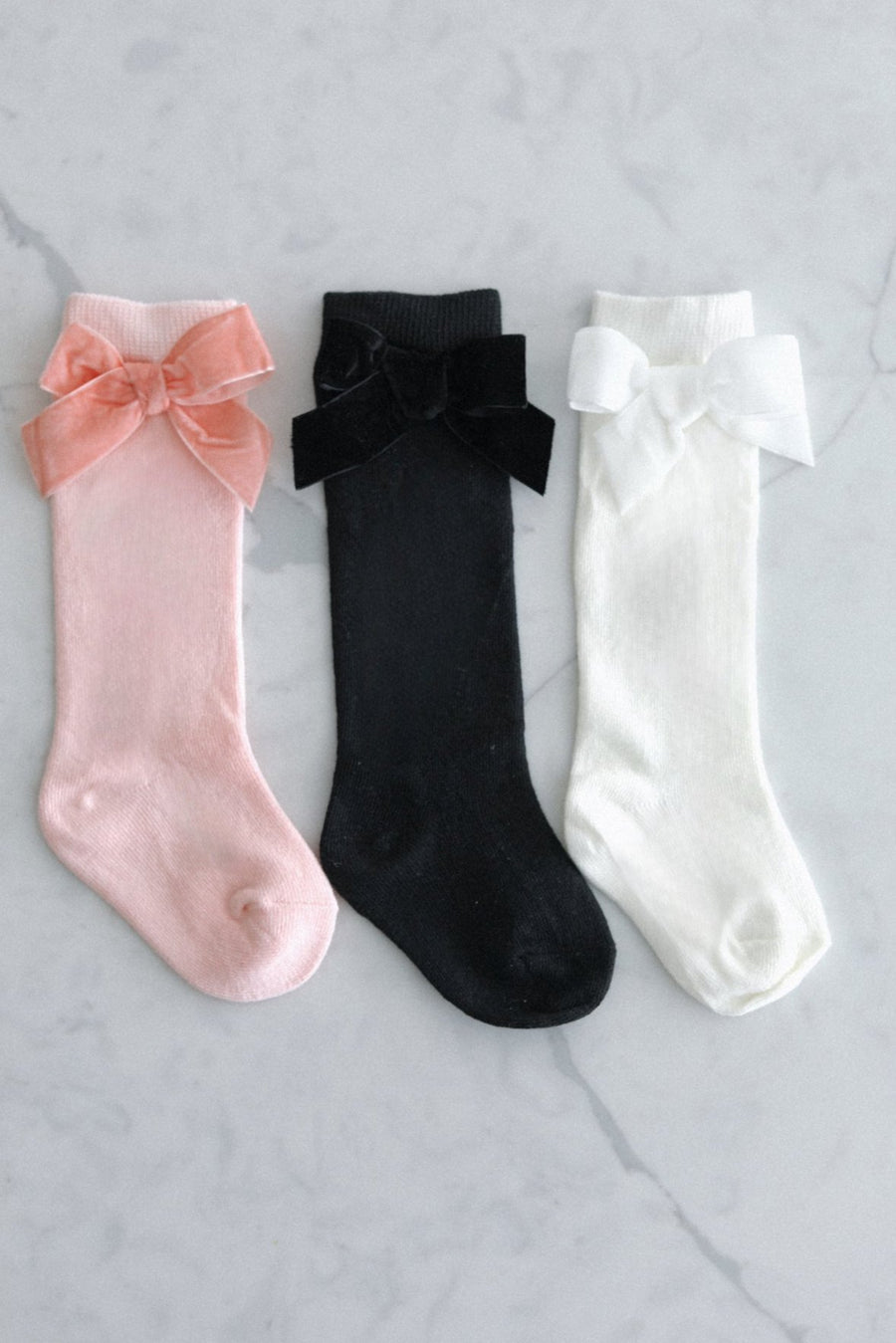 Knee High Velvet Bow Socks