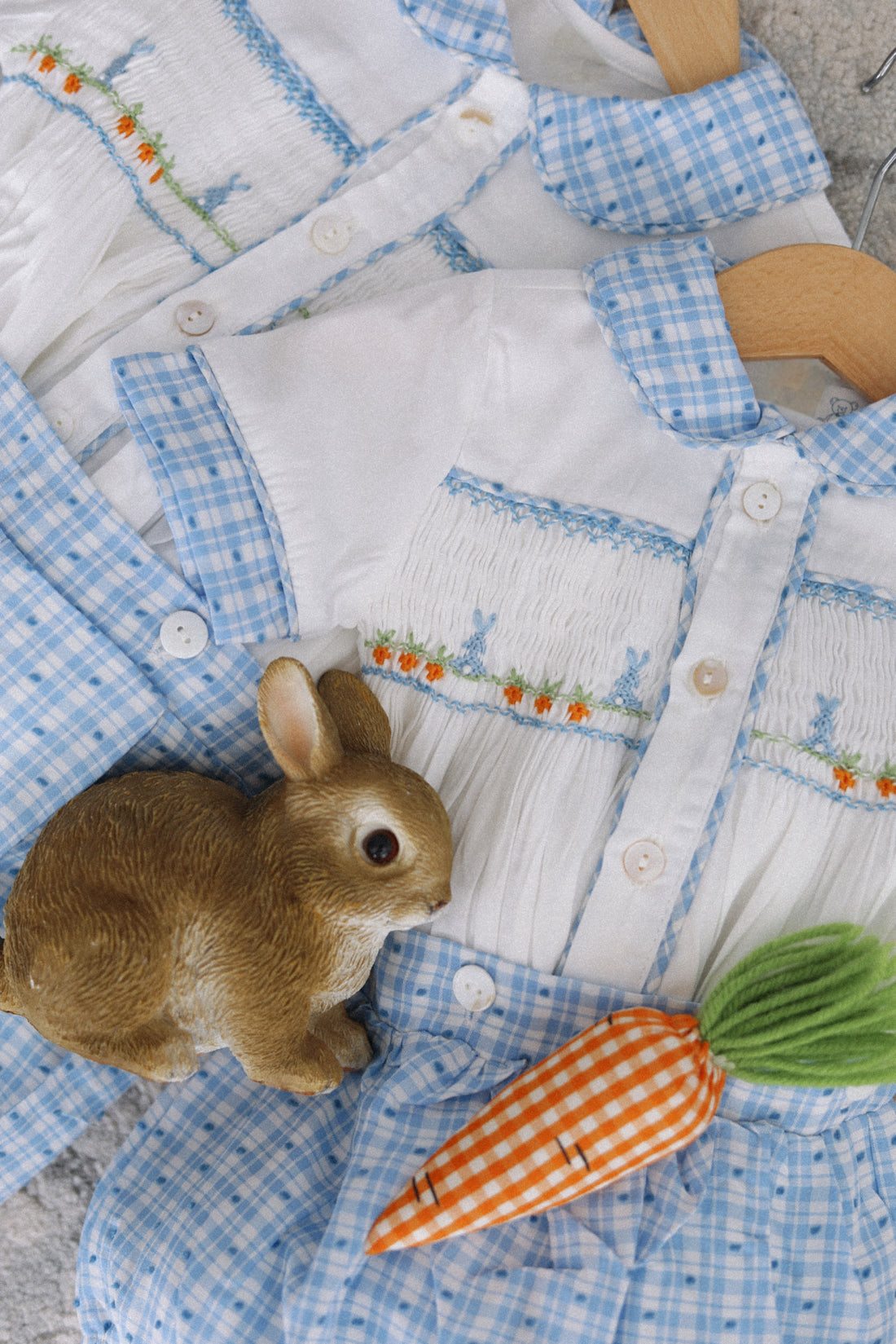 Swiss Dot Bunny Handsmocked Jam Pants Set