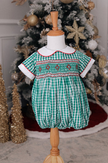 Mistletoe Gingham Boy Romper *Pre-Order Early Nov