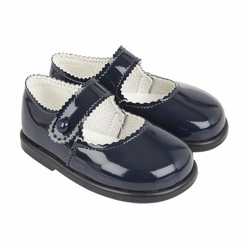 Mary Hard Sole Shoes- Navy Patent