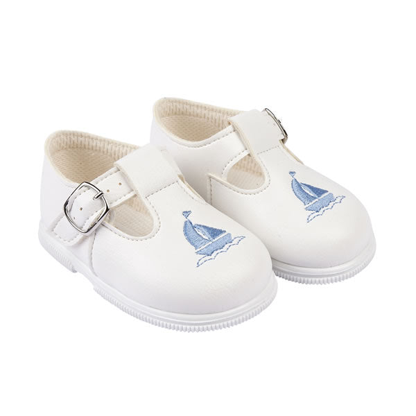 Sail Away Hard Sole Shoes- White/ Sky