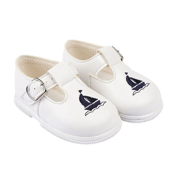 Sail Away Hard Sole Shoes- White/ Navy
