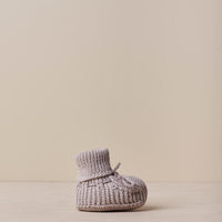 Organic Cotton Knit Booties-Slate