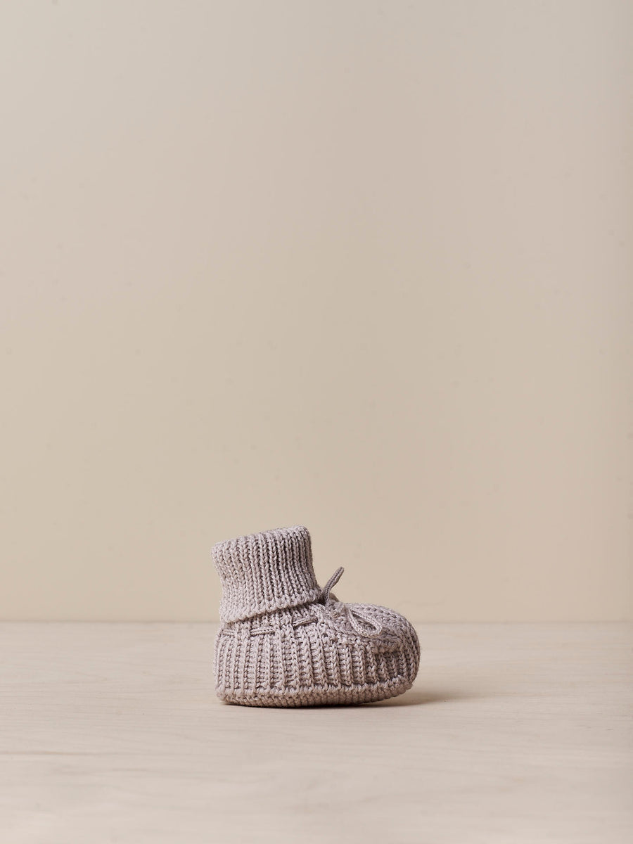 Organic Cotton Knit Booties-Slate