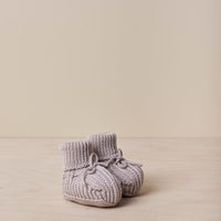 Organic Cotton Knit Booties-Slate