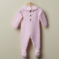 Odette Merino Wool Knit Babygrow- Soft Pink