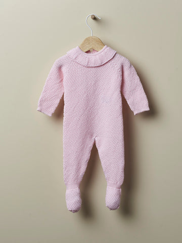 Odette Merino Wool Knit Babygrow- Soft Pink