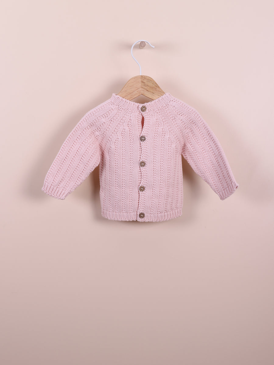 Billie Organic Cotton Knit Cardigan- Ballet Pink