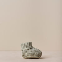 Organic Cotton Knit Booties- Moss