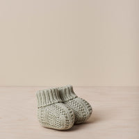 Organic Cotton Knit Booties- Moss