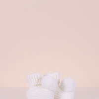 Pom Pom Merino Wool & Cashmere Booties- Pearl