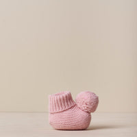 Pom Pom Merino Wool & Cashmere Booties- Rose