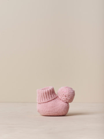 Pom Pom Merino Wool & Cashmere Booties- Rose