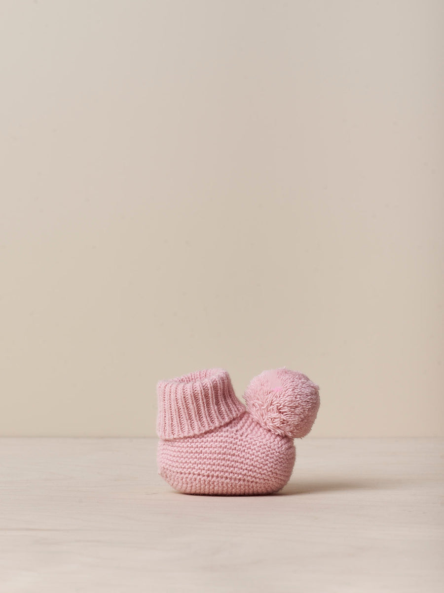 Pom Pom Merino Wool & Cashmere Booties- Rose