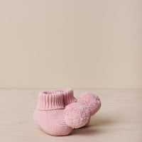 Pom Pom Merino Wool & Cashmere Booties- Rose