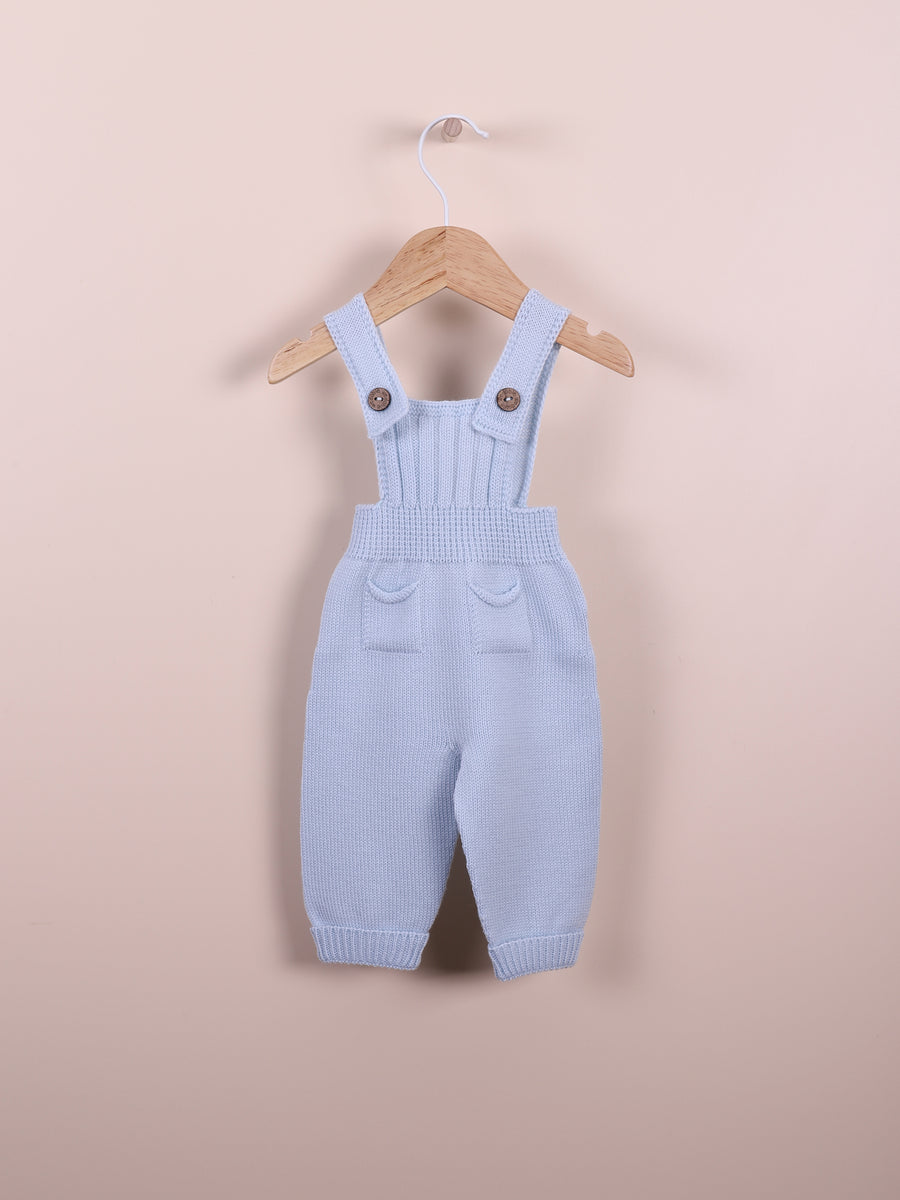 Harry Merino Wool Knit Overalls - Azure