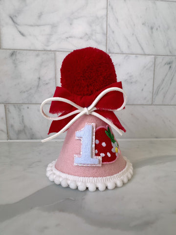 Strawberry Bow Birthday Party Hat