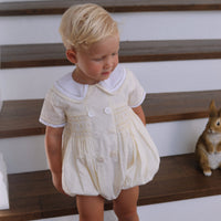 Seconds Louis Handsmocked Lemon Stripe Romper Size 0-3 Months