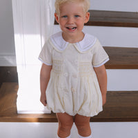 Seconds Louis Handsmocked Lemon Stripe Romper Size 0-3 Months